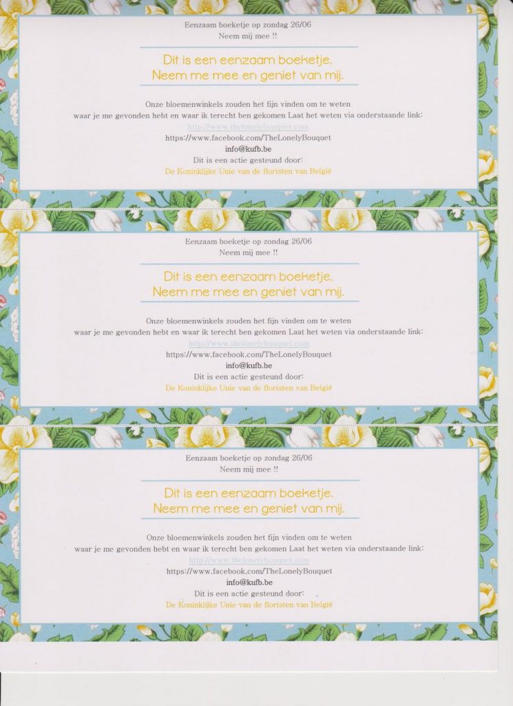 kaartjes voor eenzame boeketjes