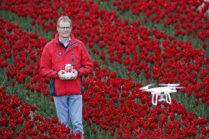 drones boven tulpenveld