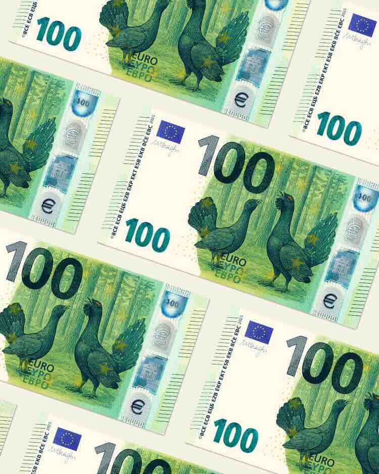 nieuw bankbiljet europa Litouwse auwerhoen beeldmerk voor behoud biodiversiteit