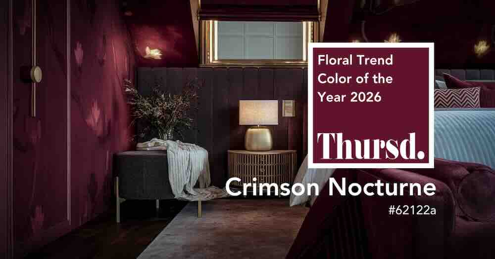 Thursd Floral Trend Color of the Year 2026 Crimson Nocturne – 1 Crimson Nocturne, de floral trend color van 2026