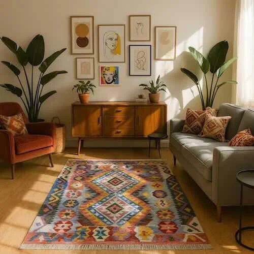 kilim-tapijt Waarom Kilim-tapijten gebruiken in minimalistische interieurs?